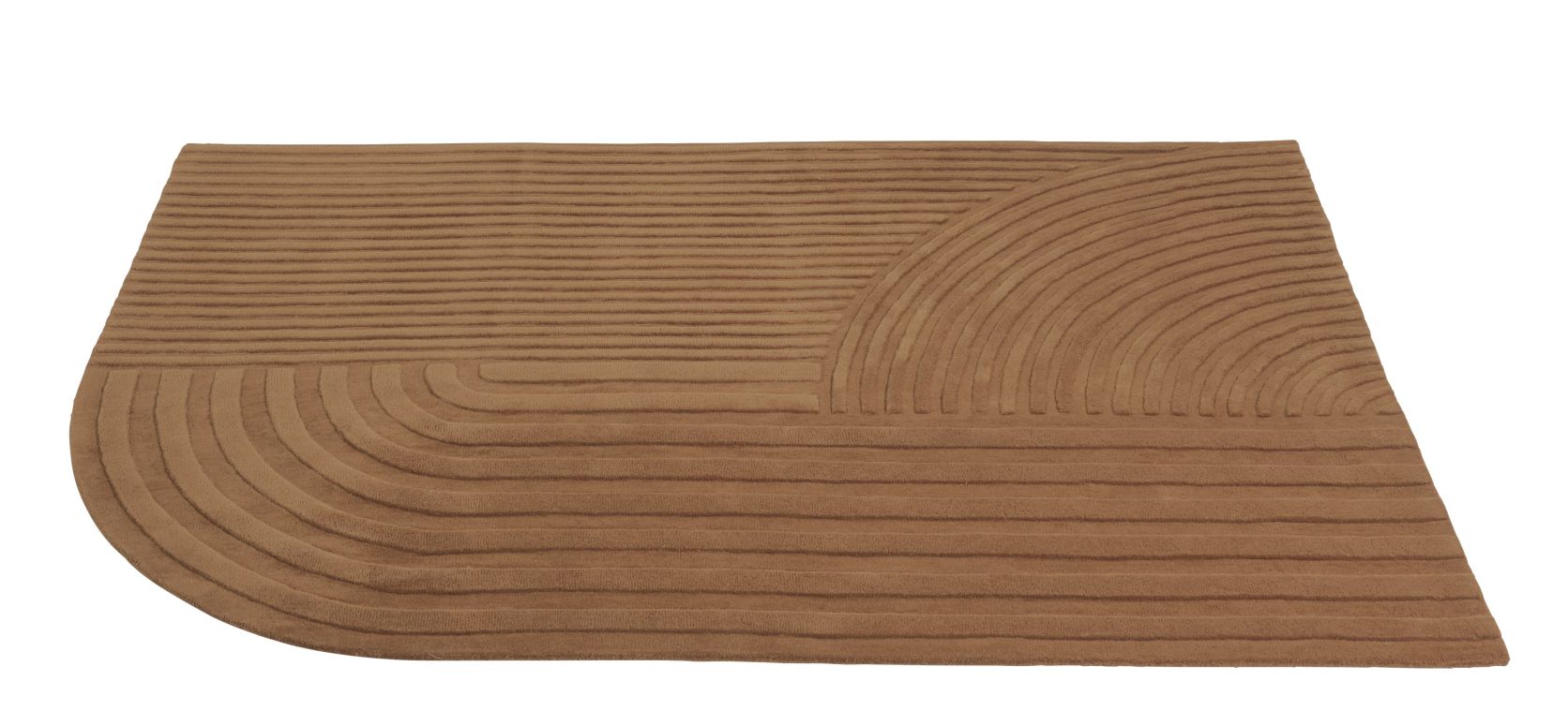 Relevo Rug Teppich in Burnt Orange mit abstraktem Linienmuster, Muuto Design Teppich.
